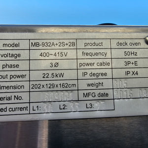 Deck oven Para Mount MB-932A+2S+2B Electronic 2 Deck oven on Stand on wheels with warranty in Excellent condition