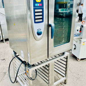 RATIONAL SCC101 ELECTRIC 10 TRAY SELF-CLEANING COMBI OVEN WITH STAND AND WARRANTY