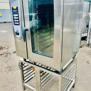 RATIONAL SCC101 ELECTRIC 10 TRAY SELF-CLEANING COMBI OVEN WITH STAND AND WARRANTY