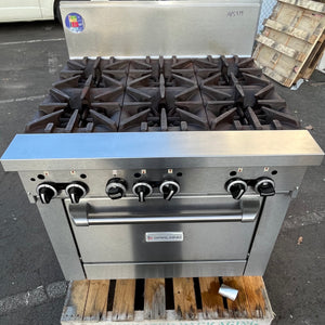 APS939 GARLAND GF 36-6R BURNER GAS RANGE WITH STANDARD OVEN AND WARRANTY